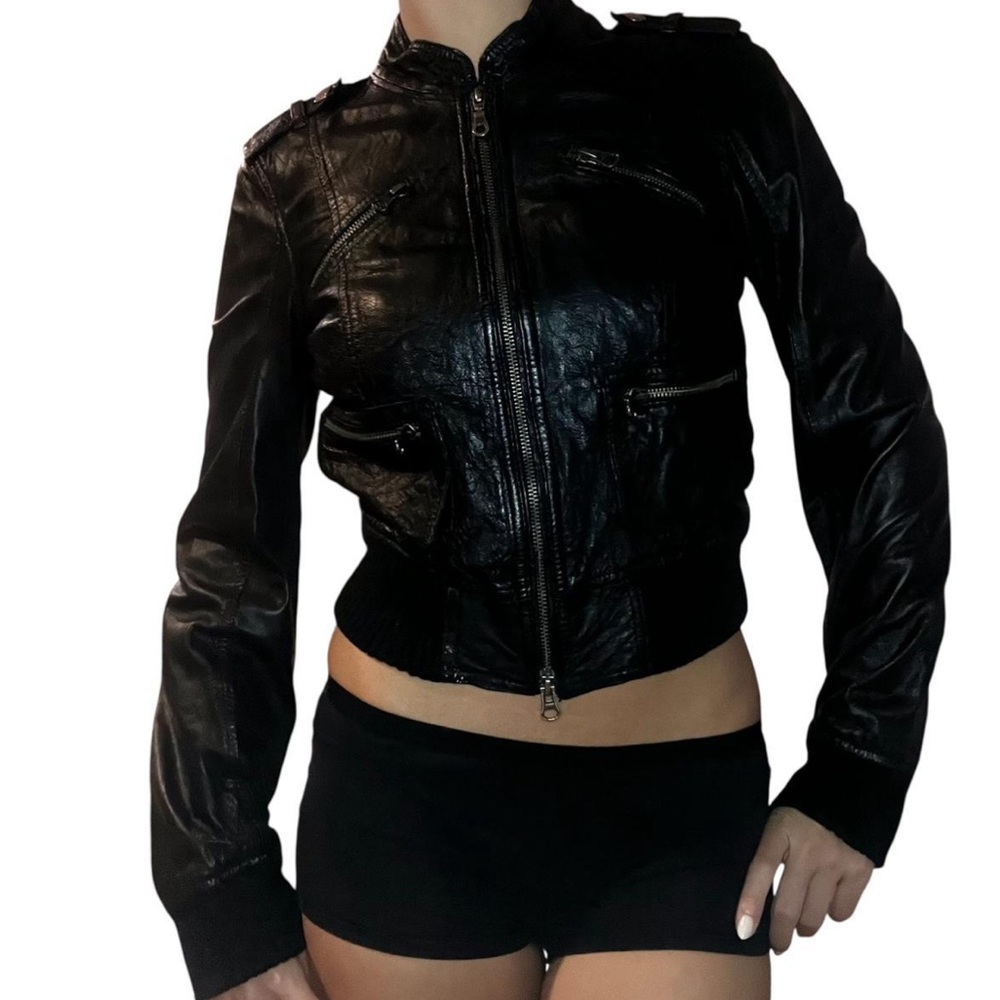 Black Genuine Leather Jacket - Picture 2 of 5
